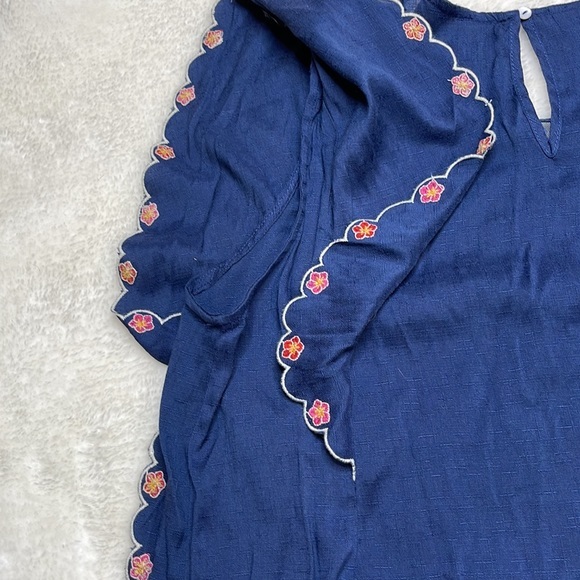 Umgee Butterfly Sleeve Mesh Neck Scallop Trim Blouse Size Large - Picture 8 of 9